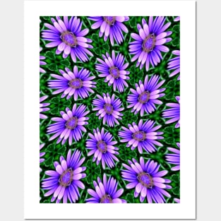 Cute Purple Aster Pattern Posters and Art